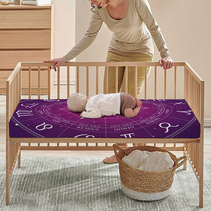 Geometric Zodiac Calendar Print Baby Crib Sheet