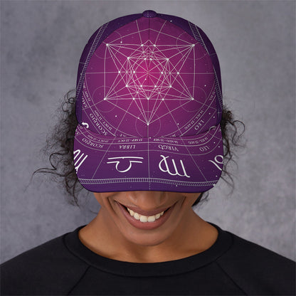 Geometric Zodiac Calendar Print Baseball Cap