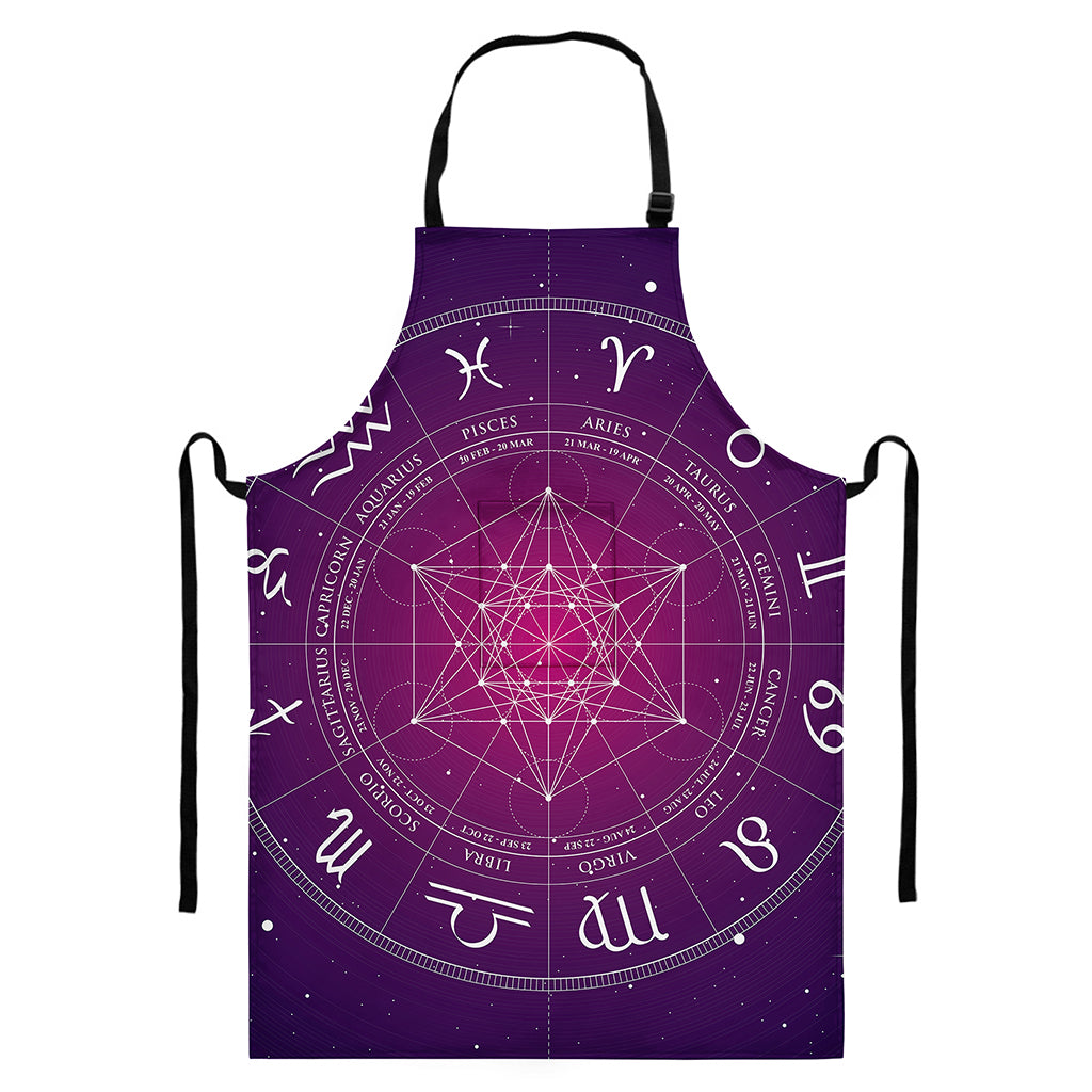 Geometric Zodiac Calendar Print Bib Apron With Pocket