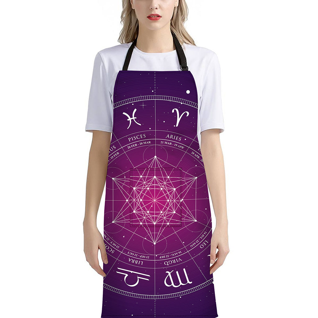 Geometric Zodiac Calendar Print Bib Apron With Pocket