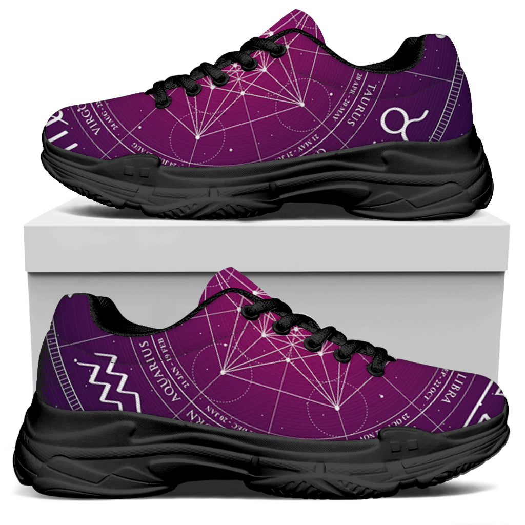 Geometric Zodiac Calendar Print Black Chunky Shoes