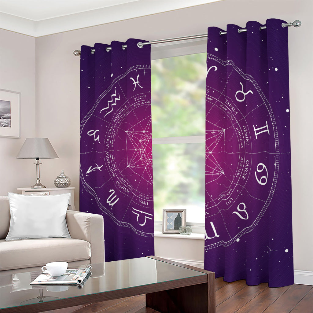 Geometric Zodiac Calendar Print Blackout Grommet Curtains