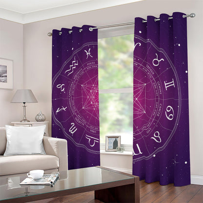 Geometric Zodiac Calendar Print Blackout Grommet Curtains