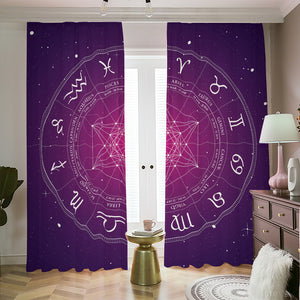 Geometric Zodiac Calendar Print Blackout Pencil Pleat Curtains