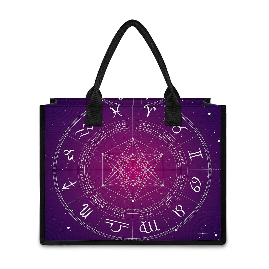 Geometric Zodiac Calendar Print Canvas Tote Bag
