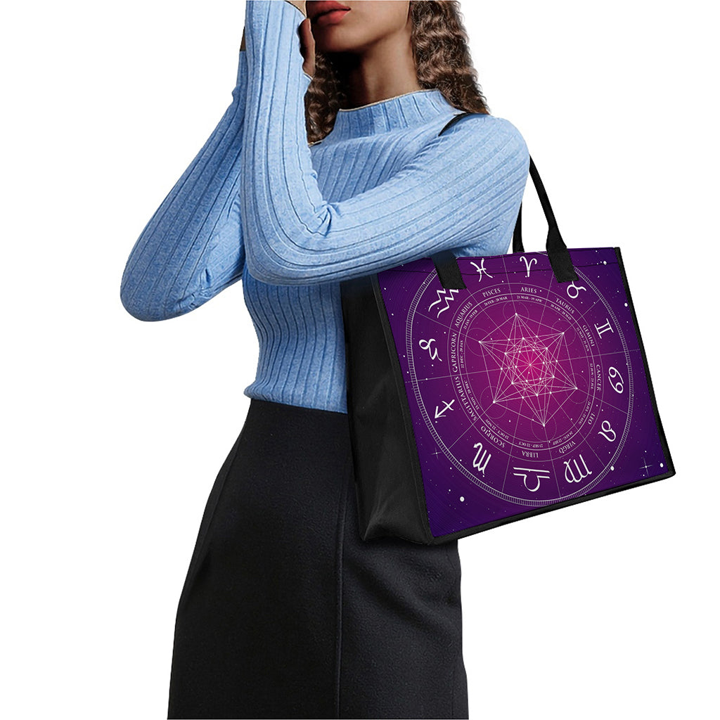 Geometric Zodiac Calendar Print Canvas Tote Bag