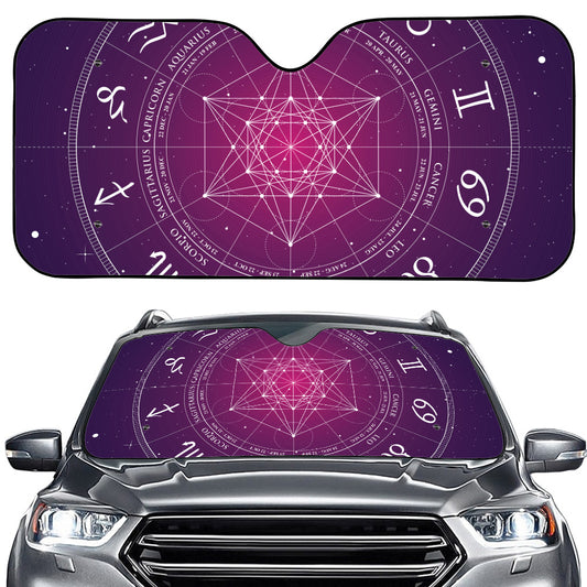 Geometric Zodiac Calendar Print Car Windshield Sun Shade