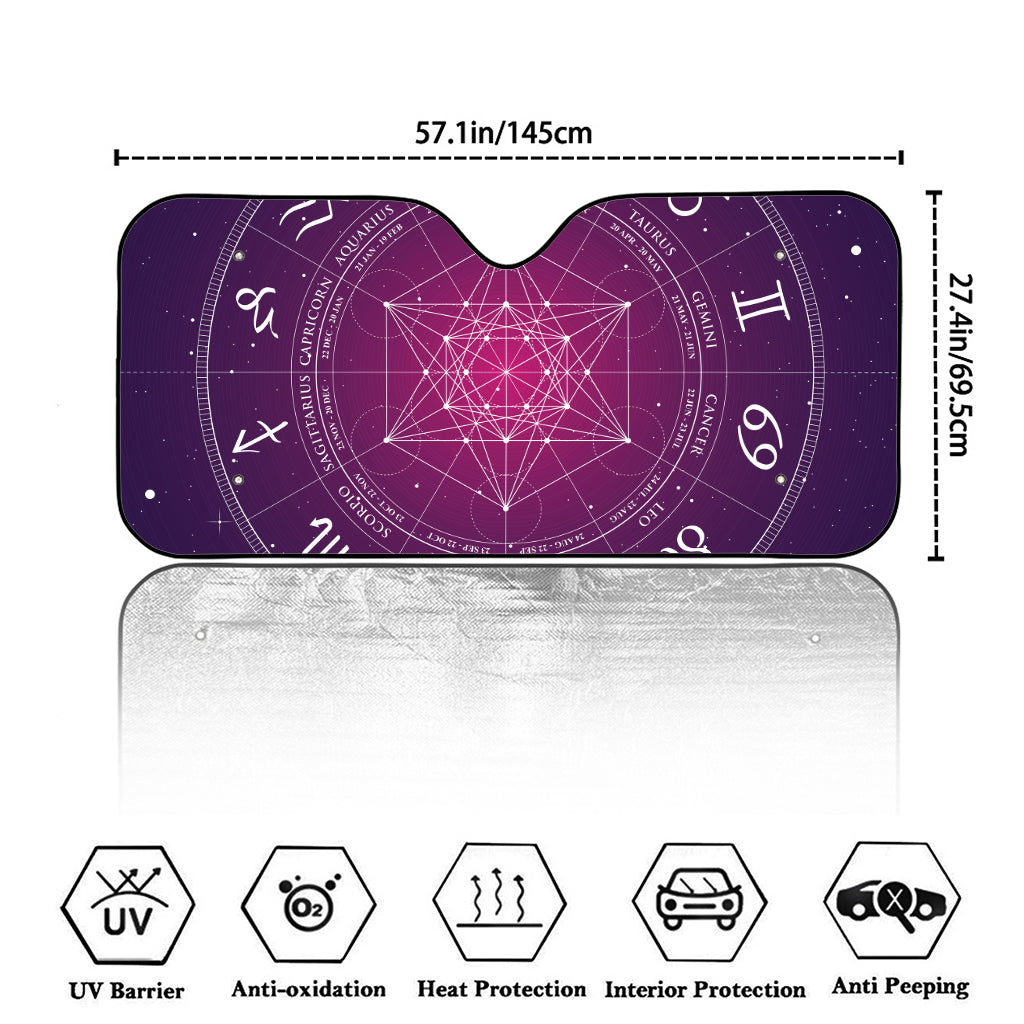 Geometric Zodiac Calendar Print Car Windshield Sun Shade