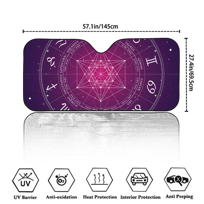 Geometric Zodiac Calendar Print Car Windshield Sun Shade