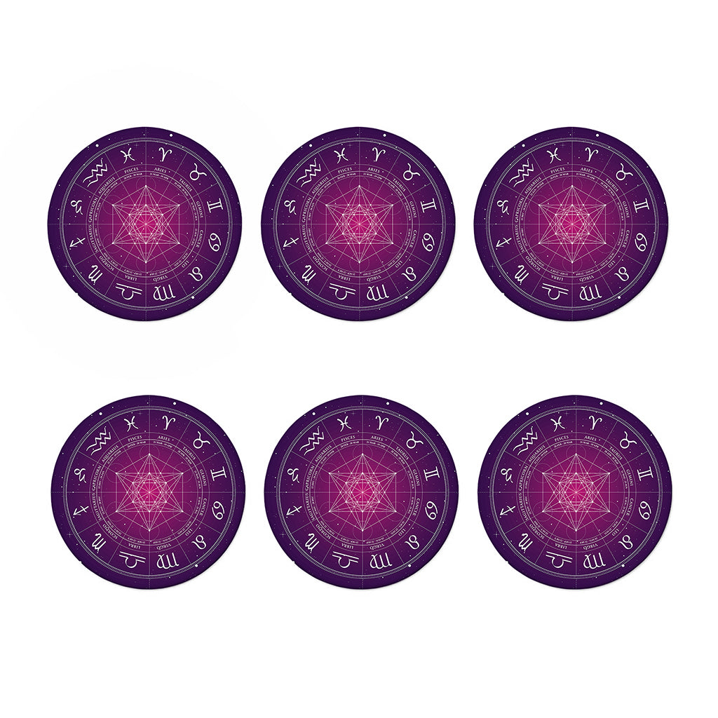 Geometric Zodiac Calendar Print Coaster Set