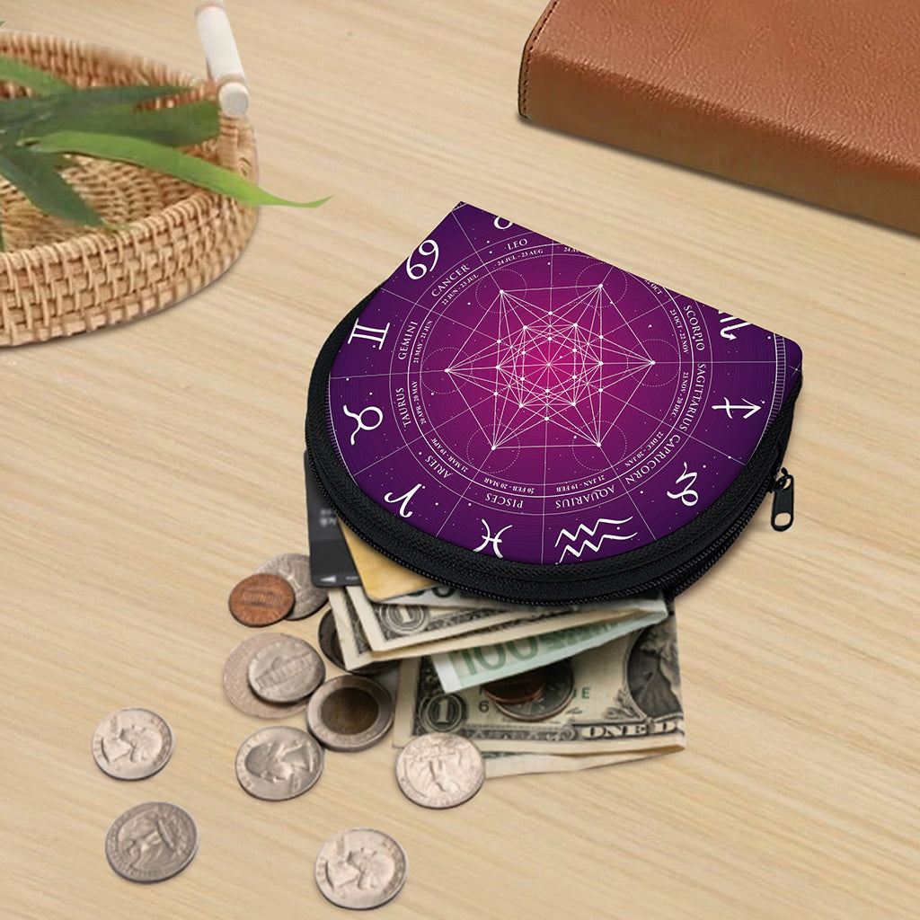Geometric Zodiac Calendar Print Coin Purse