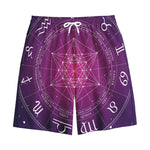 Geometric Zodiac Calendar Print Cotton Shorts