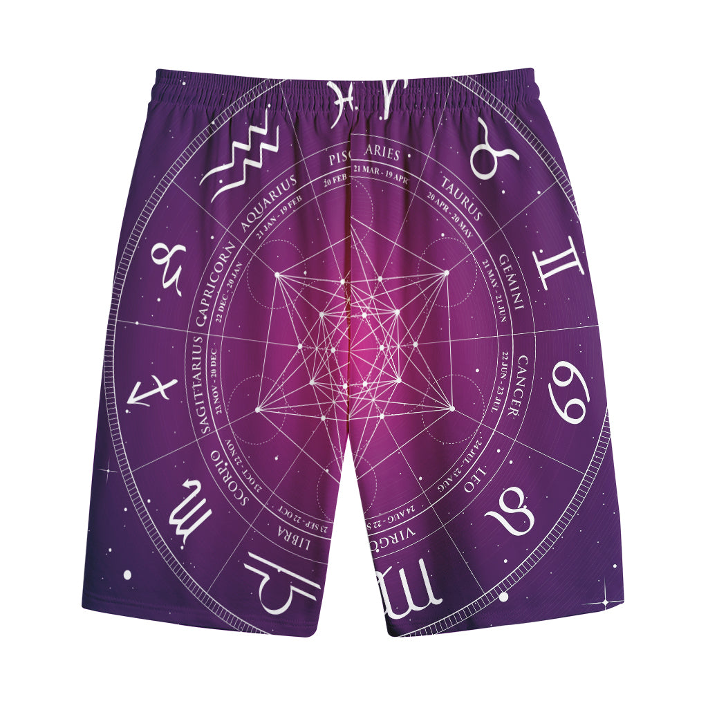 Geometric Zodiac Calendar Print Cotton Shorts