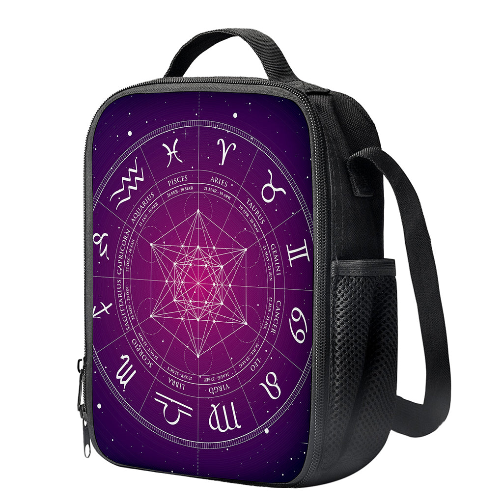 Geometric Zodiac Calendar Print Crossbody Lunch Bag