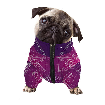Geometric Zodiac Calendar Print Dog Zip Up Jacket