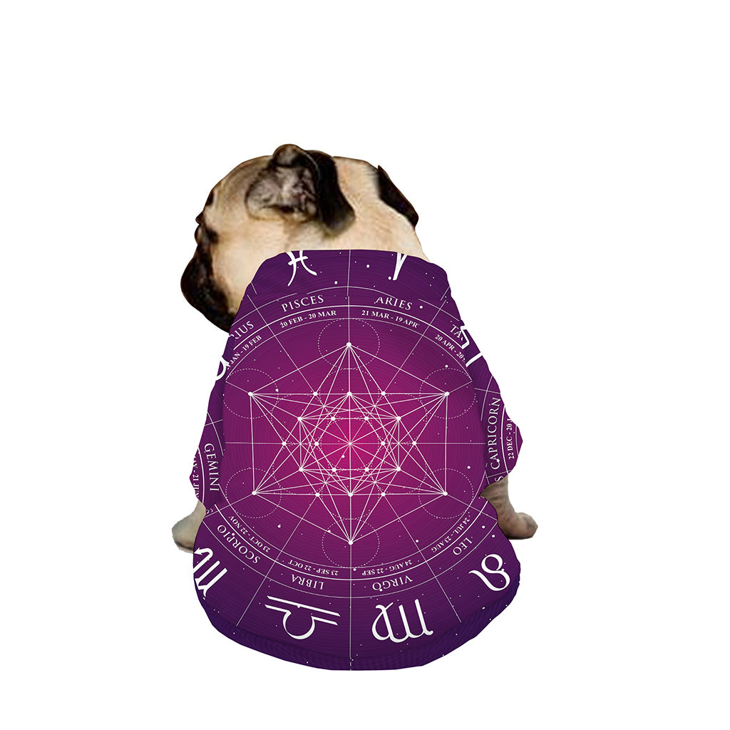 Geometric Zodiac Calendar Print Dog Zip Up Jacket