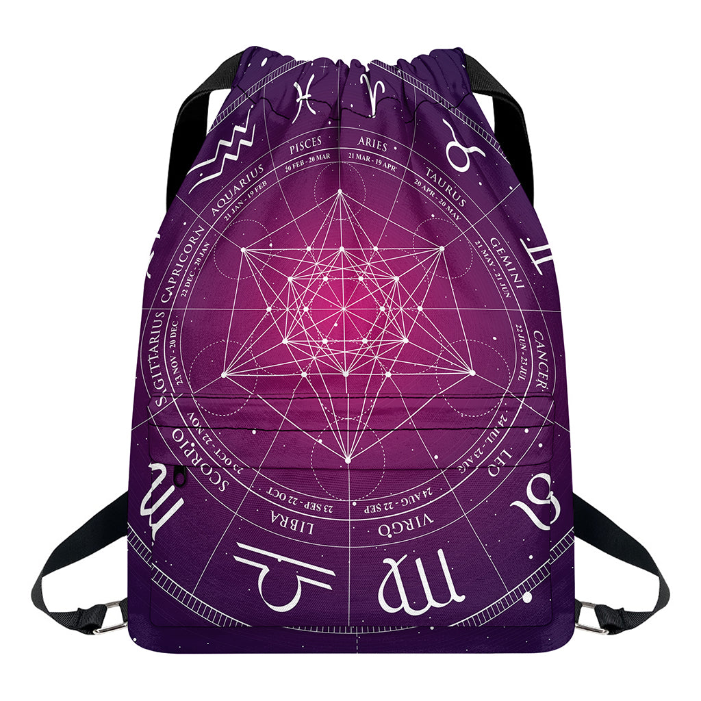 Geometric Zodiac Calendar Print Drawstring Backpack
