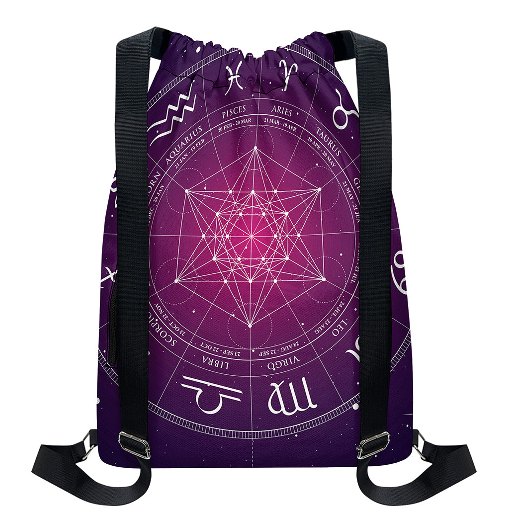 Geometric Zodiac Calendar Print Drawstring Backpack
