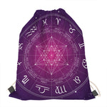 Geometric Zodiac Calendar Print Drawstring Bag