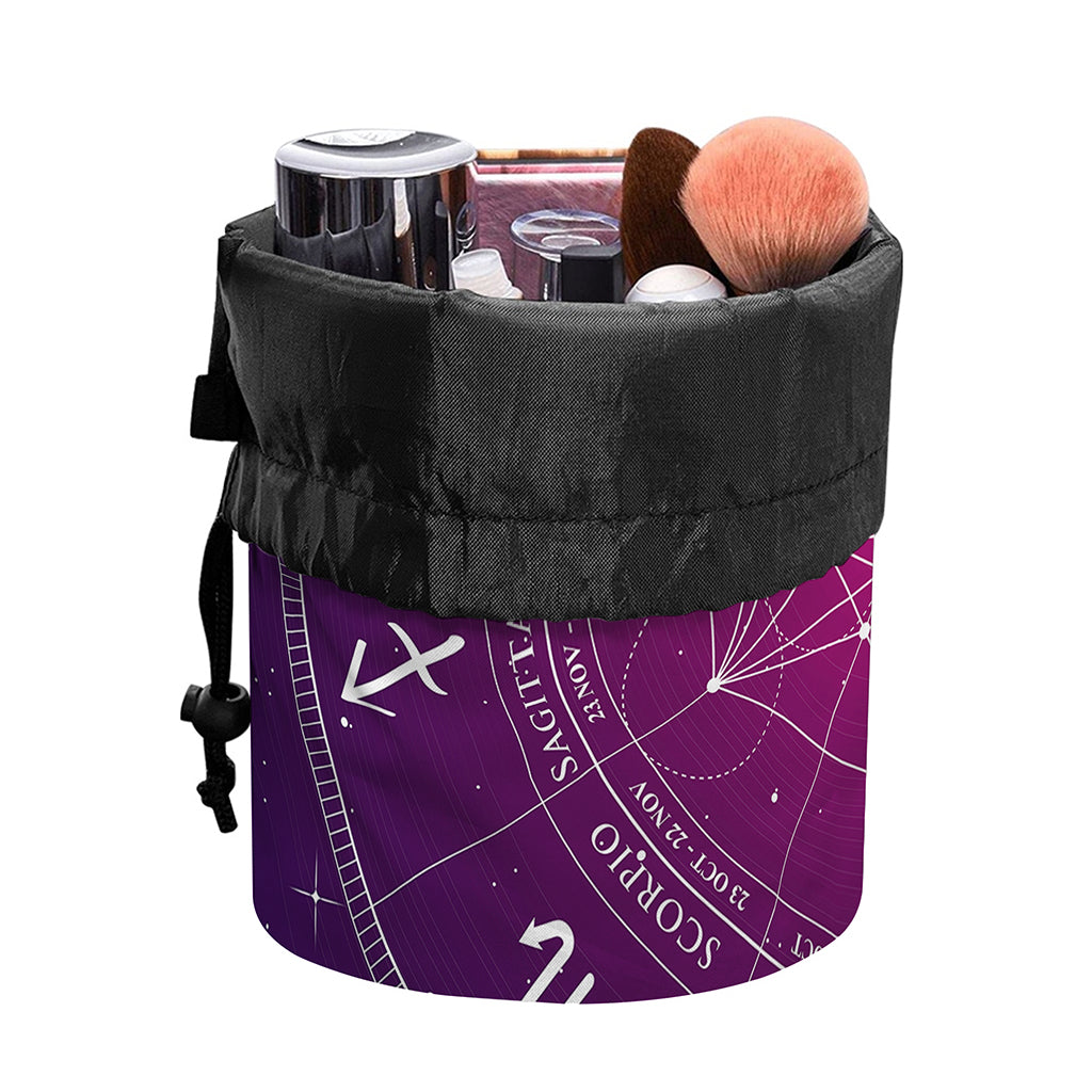 Geometric Zodiac Calendar Print Drawstring Makeup Bag