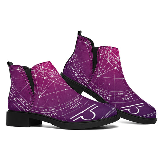 Geometric Zodiac Calendar Print Flat Ankle Boots