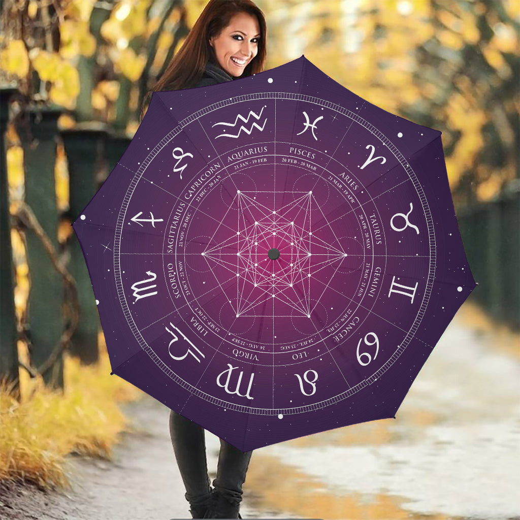 Geometric Zodiac Calendar Print Foldable Umbrella