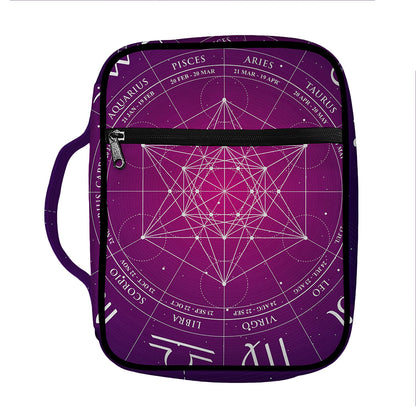 Geometric Zodiac Calendar Print Front Pocket Bible Bag