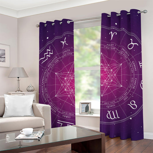Geometric Zodiac Calendar Print Grommet Curtains