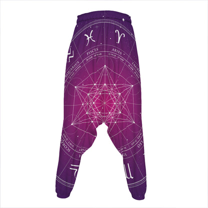 Geometric Zodiac Calendar Print Hammer Pants