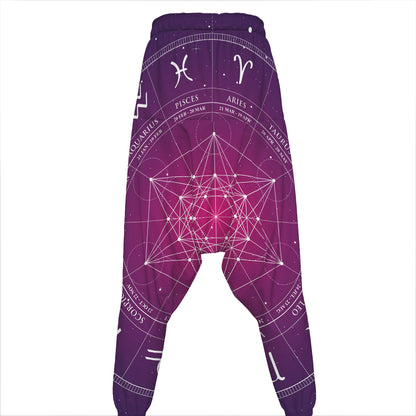 Geometric Zodiac Calendar Print Hammer Pants