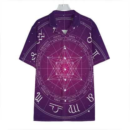 Geometric Zodiac Calendar Print Hawaiian Shirt