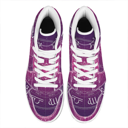 Geometric Zodiac Calendar Print High Top Leather Sneakers