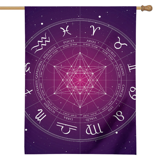 Geometric Zodiac Calendar Print House Flag