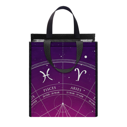 Geometric Zodiac Calendar Print Insulated Lunch Tote