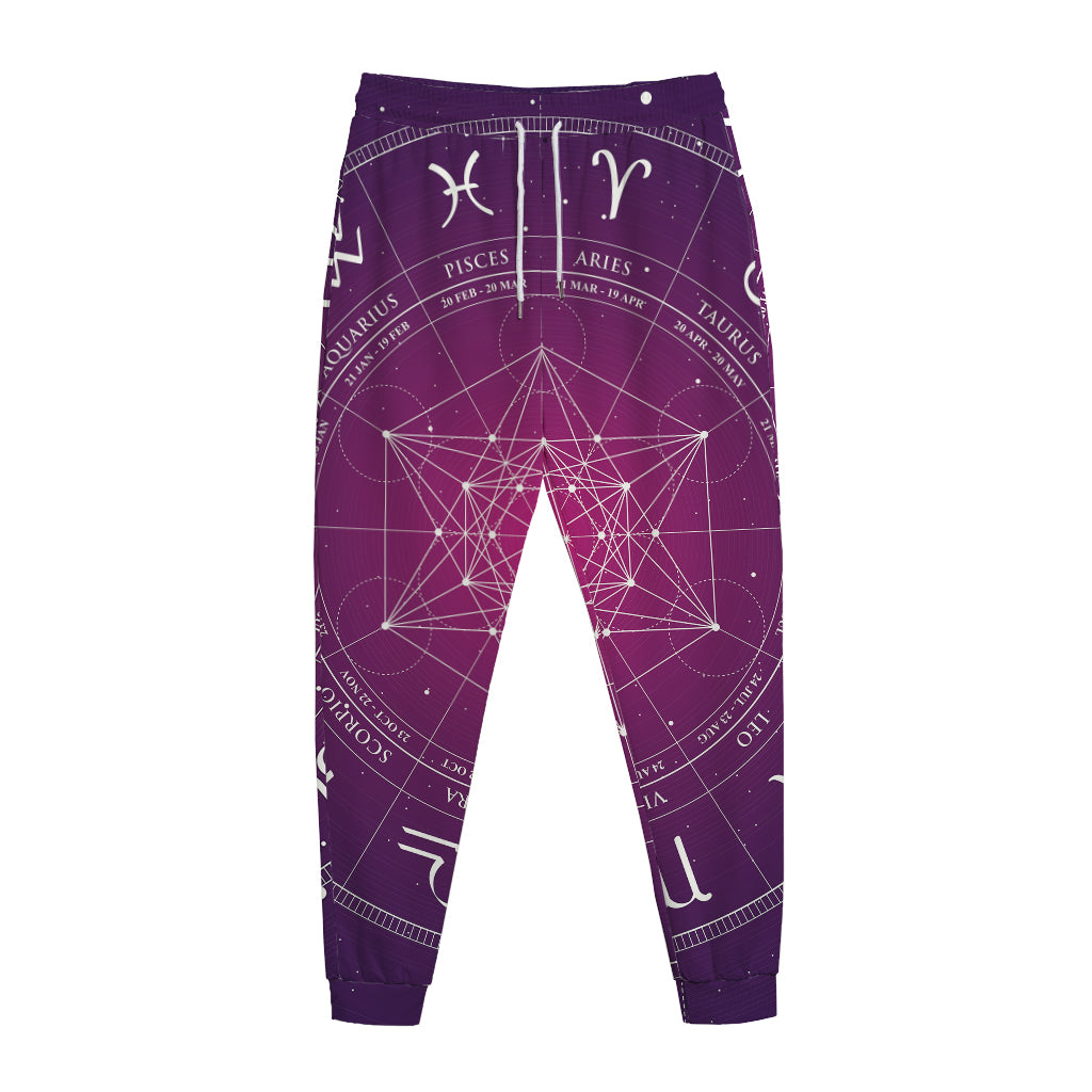 Geometric Zodiac Calendar Print Jogger Pants