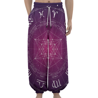 Geometric Zodiac Calendar Print Lantern Pants
