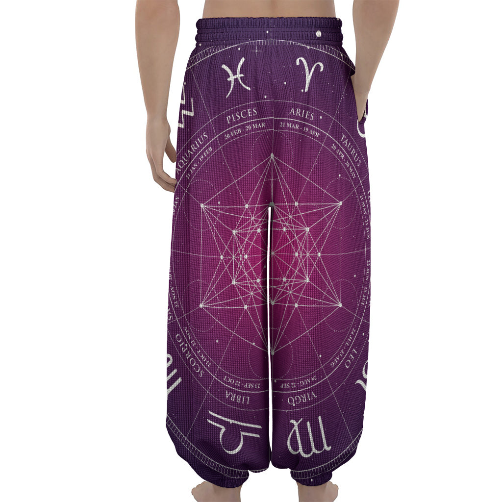 Geometric Zodiac Calendar Print Lantern Pants