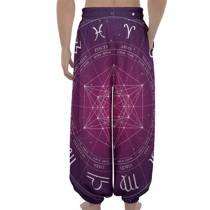 Geometric Zodiac Calendar Print Lantern Pants