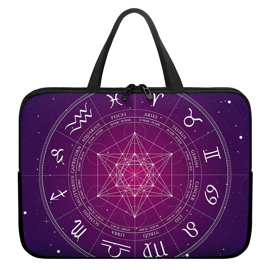 Geometric Zodiac Calendar Print Laptop Sleeve With Handle