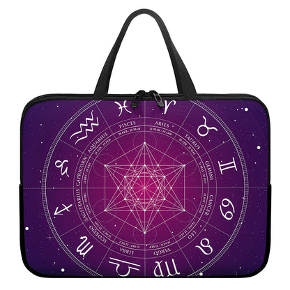 Geometric Zodiac Calendar Print Laptop Sleeve With Handle