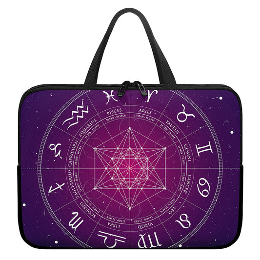 Geometric Zodiac Calendar Print Laptop Sleeve With Handle