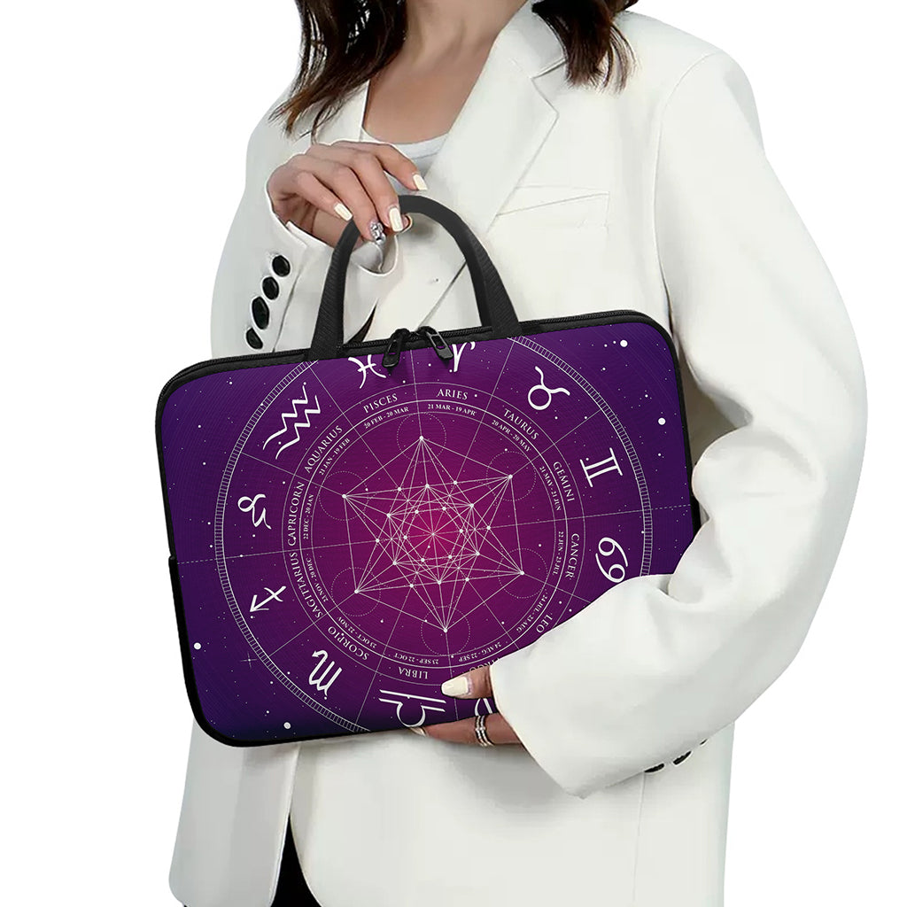 Geometric Zodiac Calendar Print Laptop Sleeve With Handle