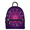 Geometric Zodiac Calendar Print Leather Backpack