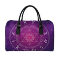 Geometric Zodiac Calendar Print Leather Duffel Bag