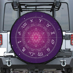 Geometric Zodiac Calendar Print Leather Spare Tire Cover