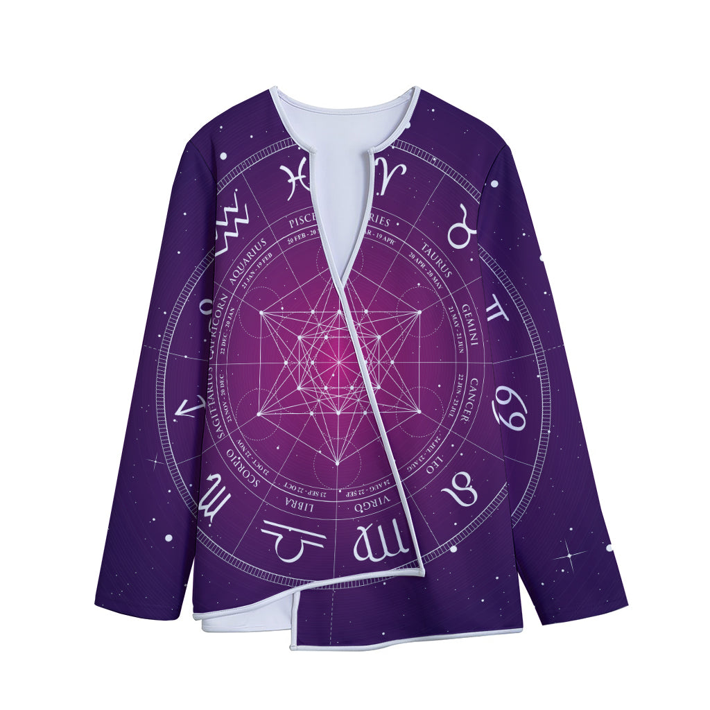 Geometric Zodiac Calendar Print Long Sleeve Short Coat