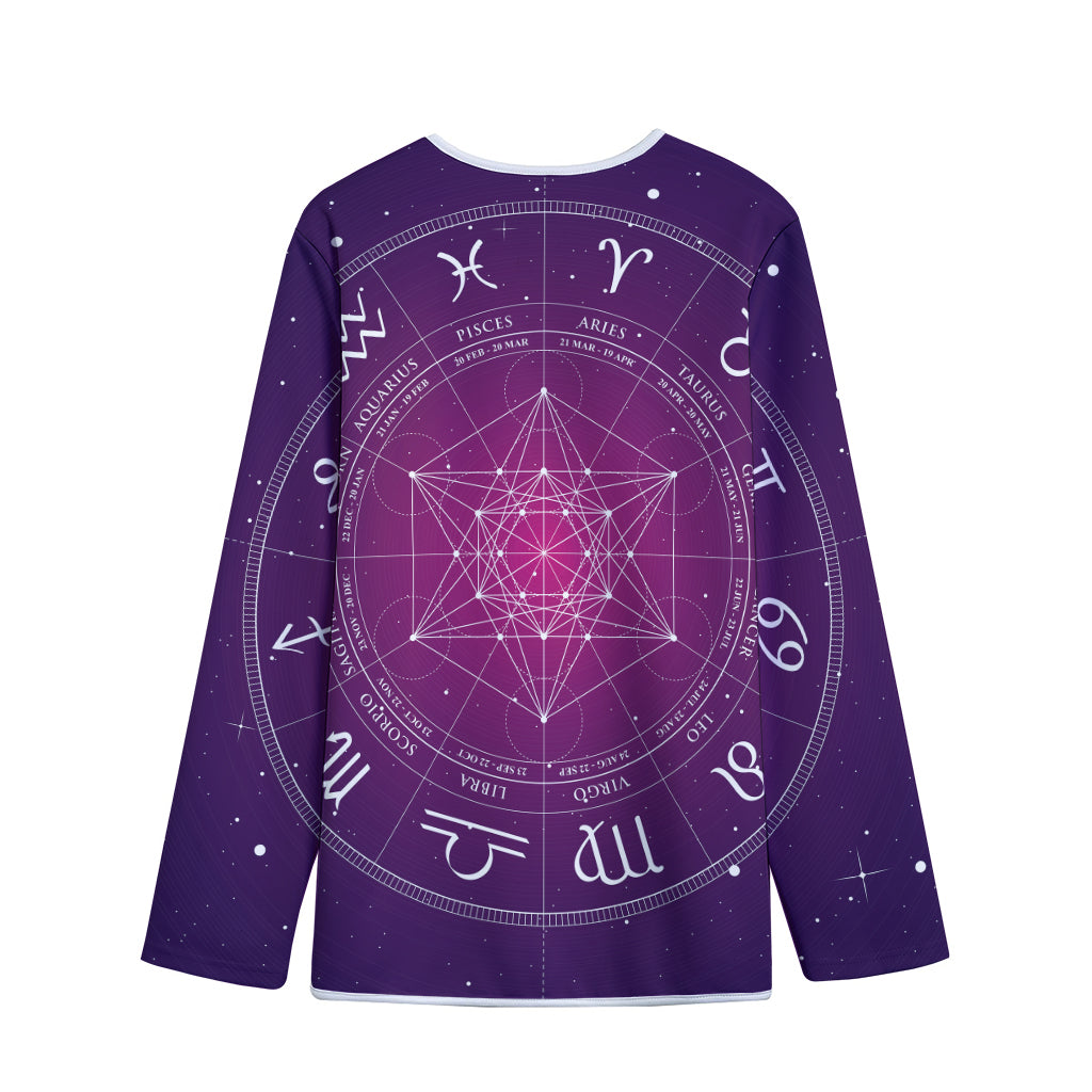 Geometric Zodiac Calendar Print Long Sleeve Short Coat