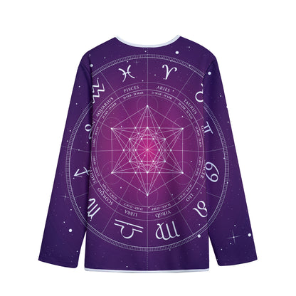 Geometric Zodiac Calendar Print Long Sleeve Short Coat