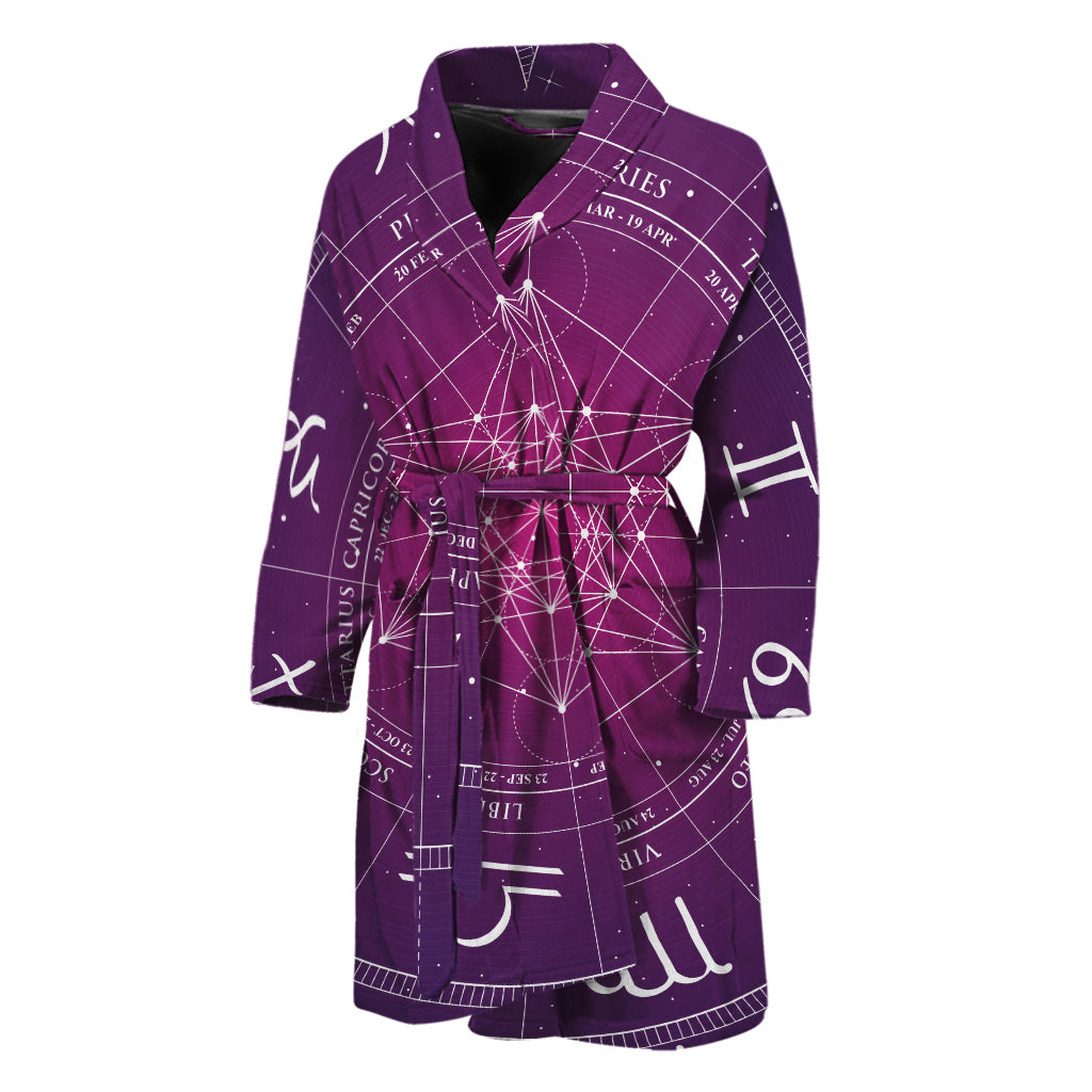 Geometric Zodiac Calendar Print Men's Bathrobe