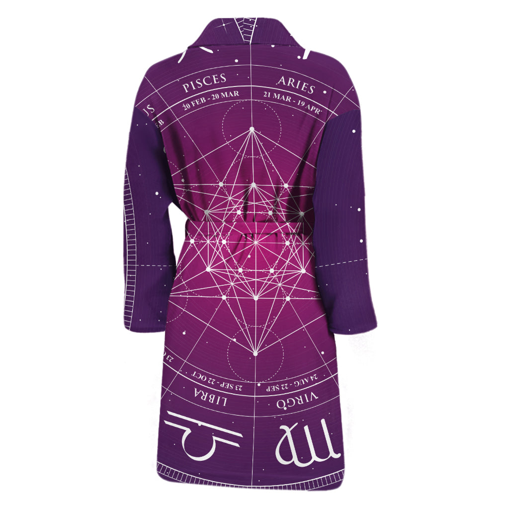 Geometric Zodiac Calendar Print Men's Bathrobe